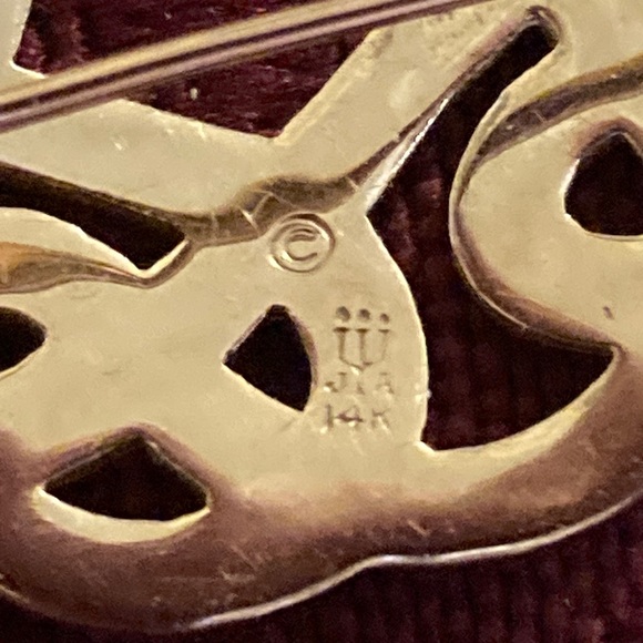 14K GOLD JAMES AVERY ESTATE OPEN WORK SWIRL PIN - GORGEOUS - Picture 3 of 14